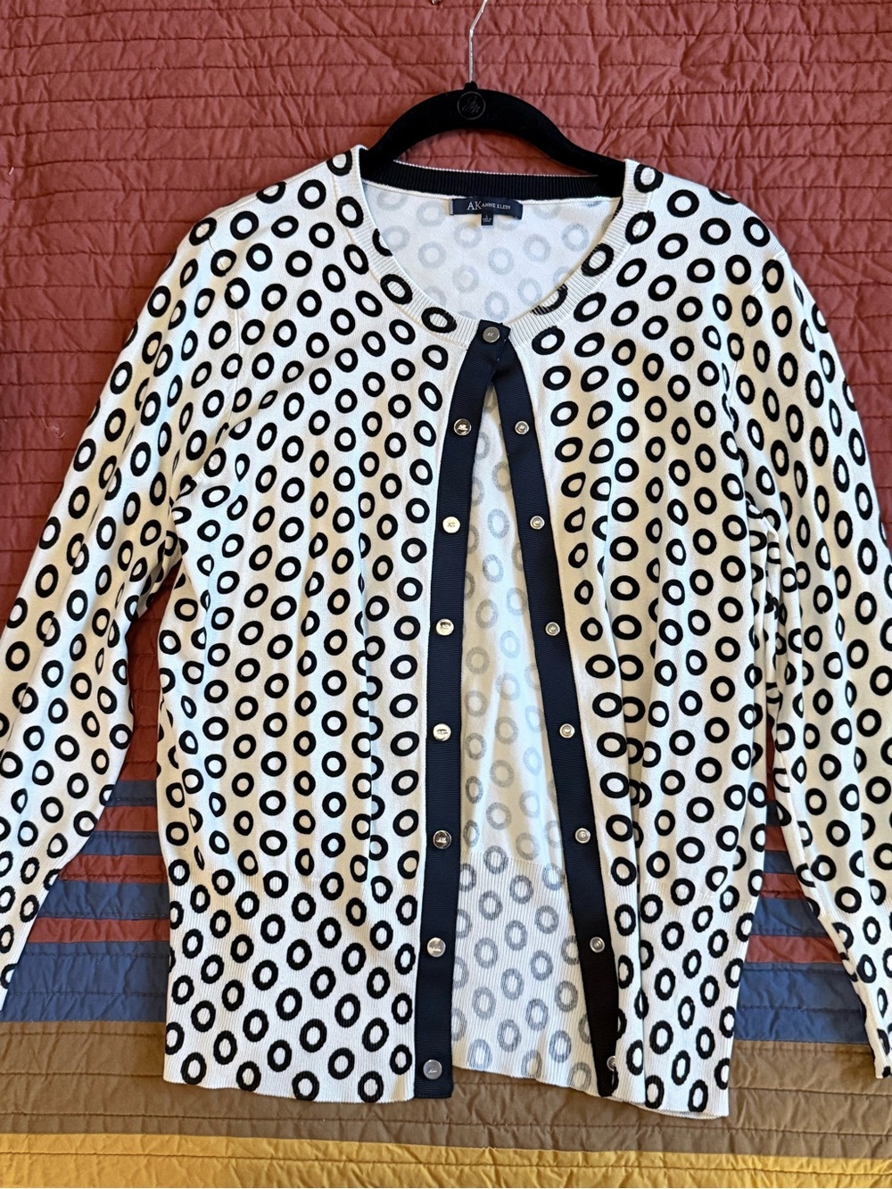 Anne Klein Black & White Polka Circle Sweater